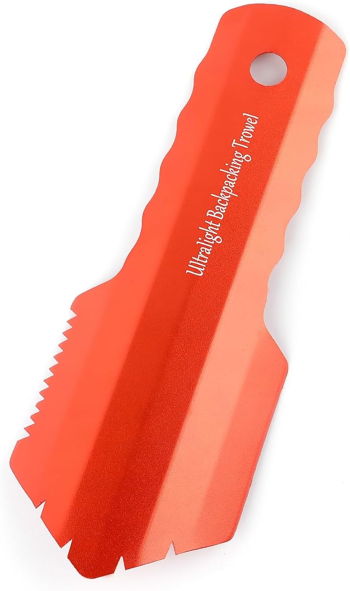 Valken Ultralight Camping Trowel Backpacking Trowel Portable Aluminum Camping Shovel Small Potty Spade Hiking Trowel Garden Trowel with Longer Handle(Orange) - Image 1